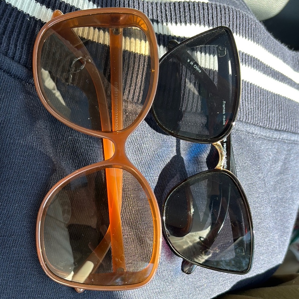 Oversized Amber Sunglasses + Black Cat-Eye Sunglasses - 2-Pack